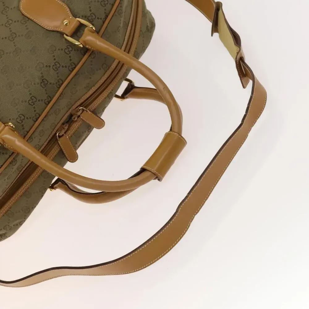 GUCCI GG Canvas Boston Bag Gold Beige
